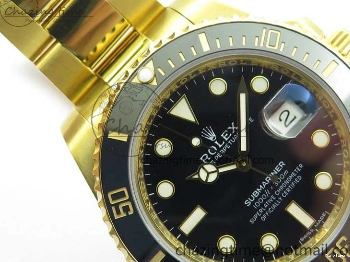 MiroTime 0111 WaterResistant Submariner 116618 LN D1F Best Edition YG Wrapped Black Dial on YG Wrapped Bracelet A 2588